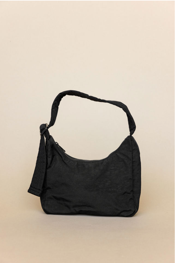 BAGGU Mini Nylon Crescent Bag in Black